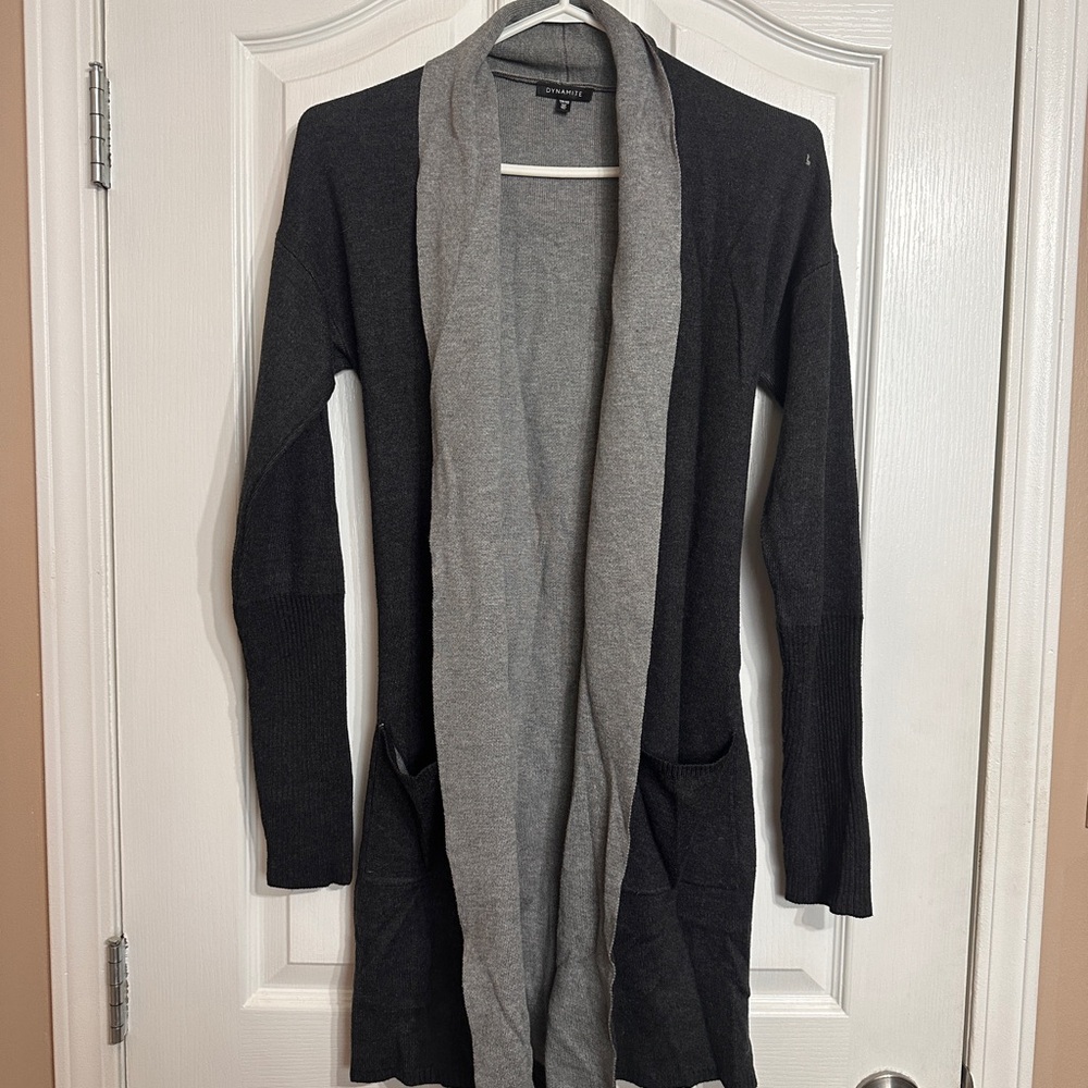 Dynamite Black and Gray Open Cardigan